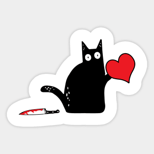 Black cat murderous with heart Sticker